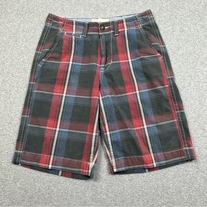 American Eagle Outfitters Longer Length Shorts Mens 30 (32x10) Blue Red Plaid‎